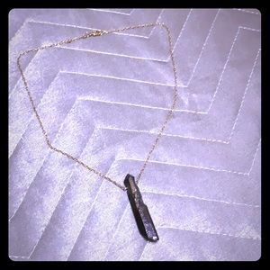 Dainty black crystal pendant necklace